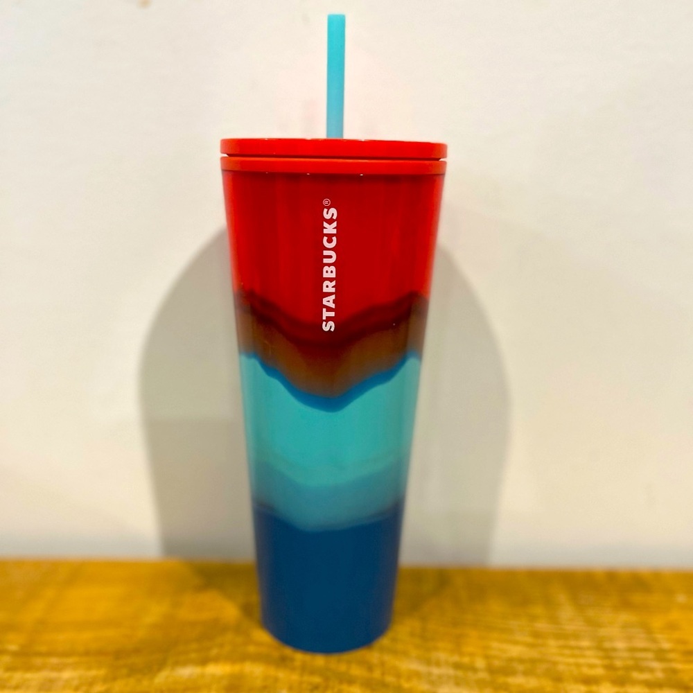 Starbucks red and blue ombré tumbler